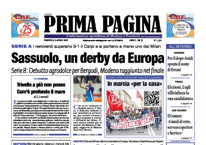 Prima Pagina - Domenica 3 Aprile 2016