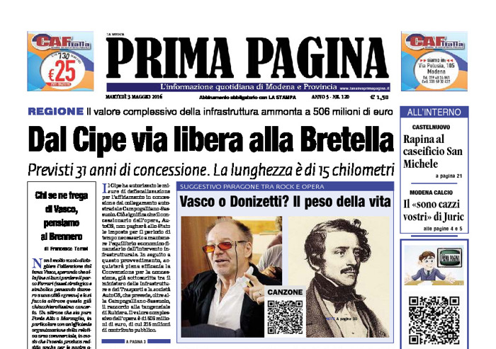 Prima Pagina - Martedì 3 Maggio 2016