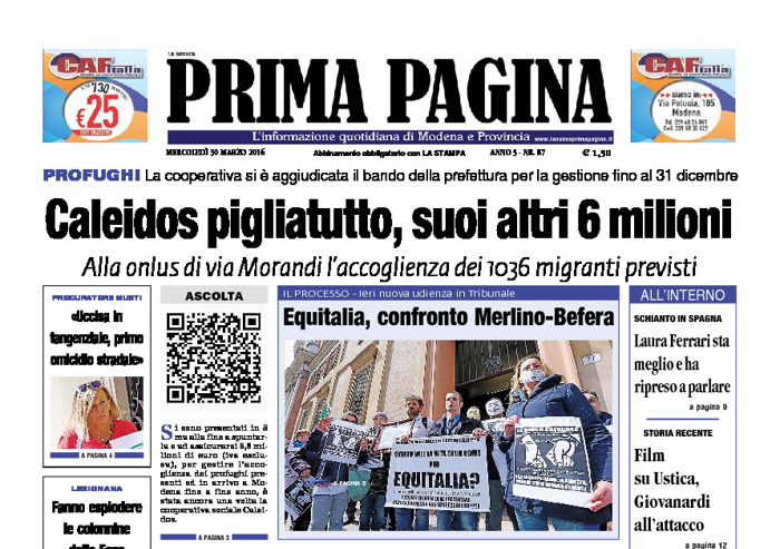 Prima Pagina - Mercledì 30 Marzo 2016