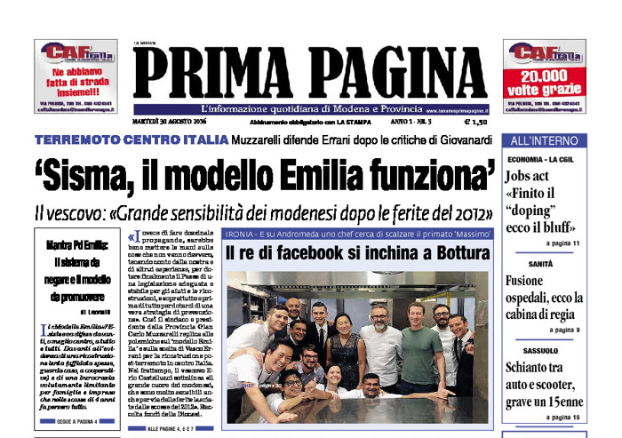 Prima Pagina - Martedì 30 Agosto 2016