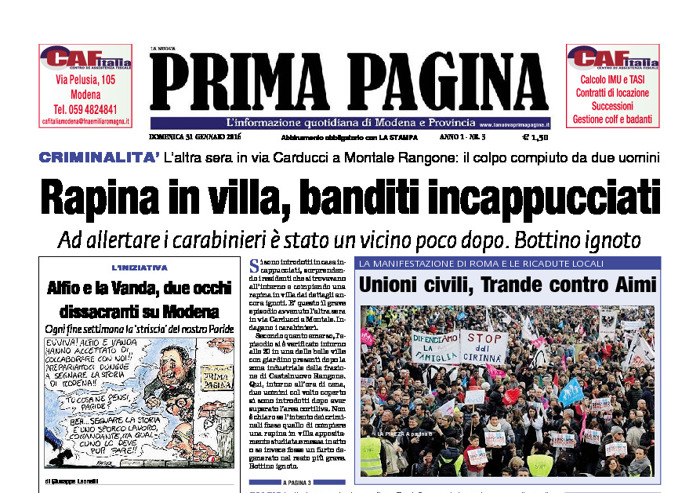 Prima Pagina - Domenica 31 Gennaio 2016