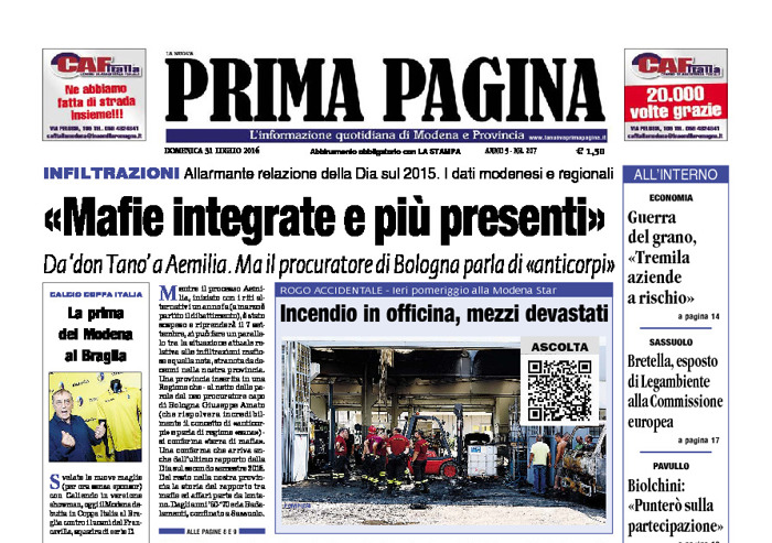 Prima Pagina - Domenica 31 Luglio 2016