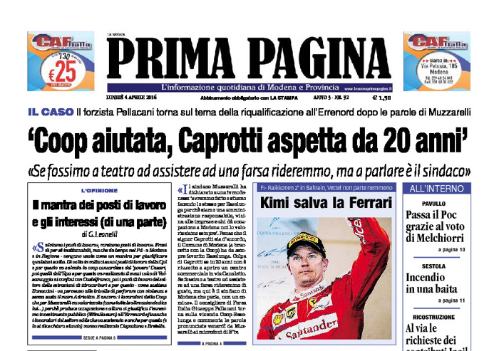Prima Pagina - Lunedì 4 Aprile 2016