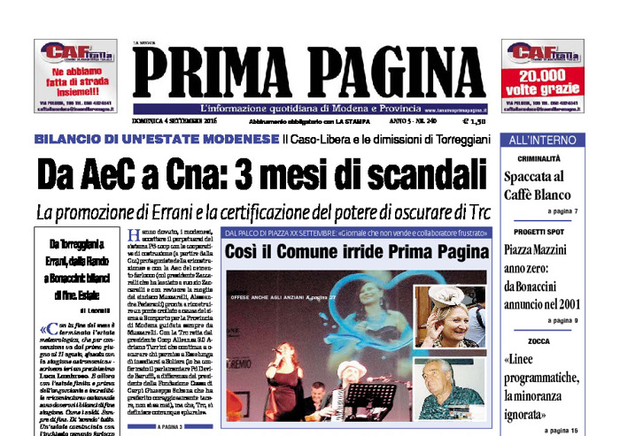 Prima Pagina - Domenica 4 Settembre 2016