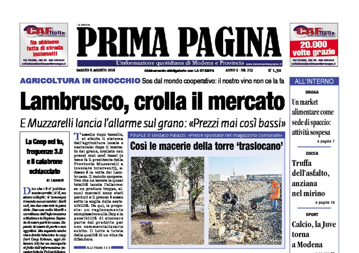 Prima Pagina - Sabato 6 Agosto 2016