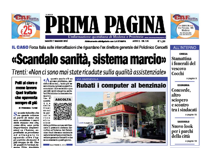 Prima Pagina - Sabato 7 Maggio 2016
