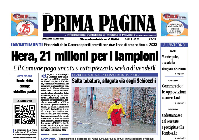 Prima Pagina - Martedì 8 Marzo 2016