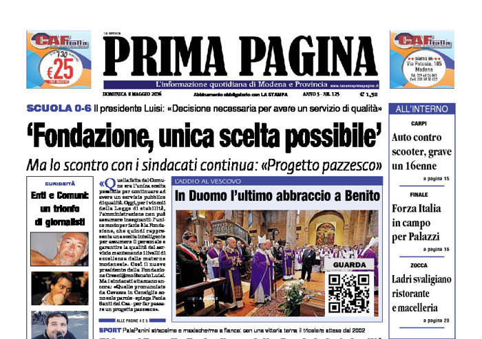 Prima Pagina - Domenica 8 Maggio 2016