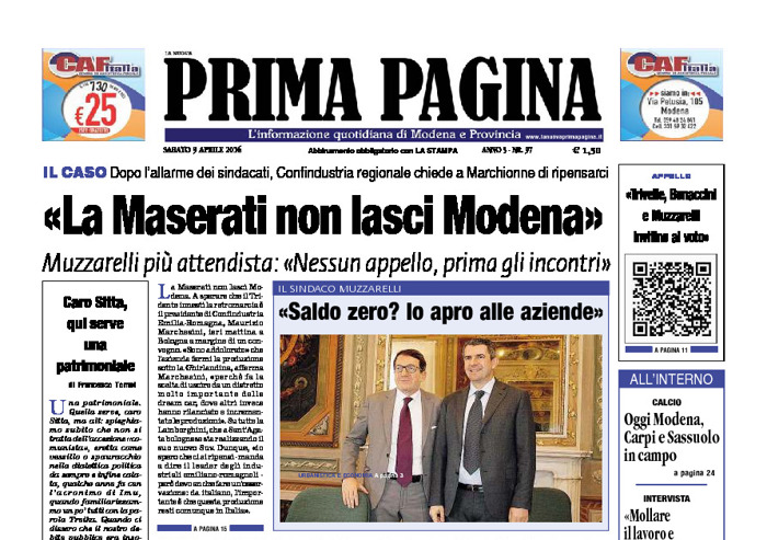 Prima Pagina - Sabato 9 Aprile 2016