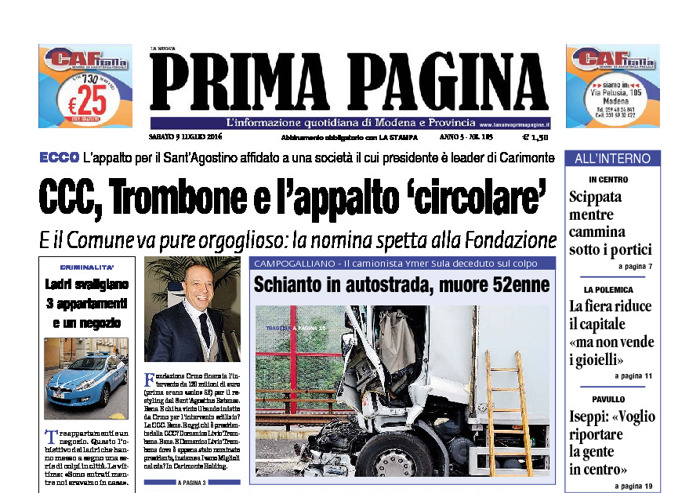 Prima Pagina - Sabato 9 Luglio 2016