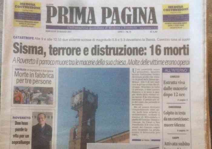 Sisma, nei giornali di 5 anni fa il racconto del dramma