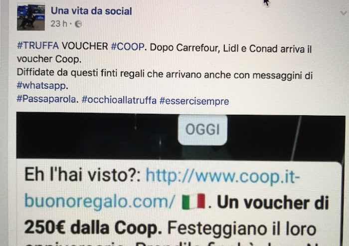 Truffa 'Voucher Coop da 250 euro': cosa fare se ricevete questo messaggio su WhatsApp