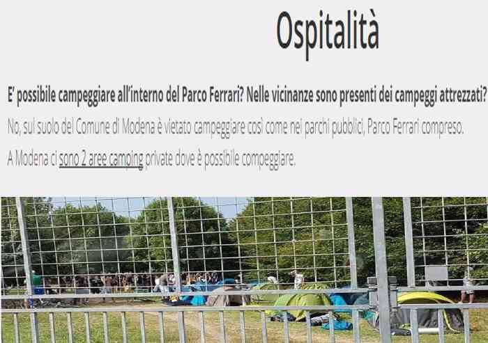 Campeggio Parco Ferrari: perché il Comune non fa rispettare il divieto che impone?