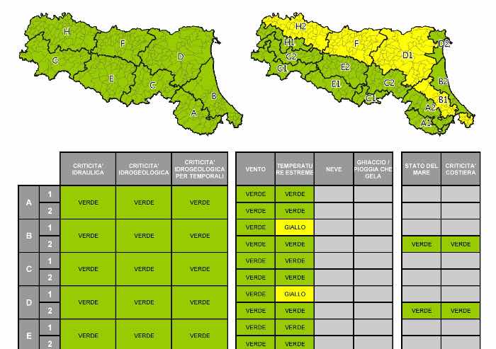 Temperature estreme in Emilia-Romagna, allerta codice giallo