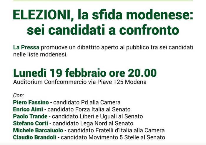 Elezioni: il 19 febbraio dibattito coi candidati promosso da La Pressa