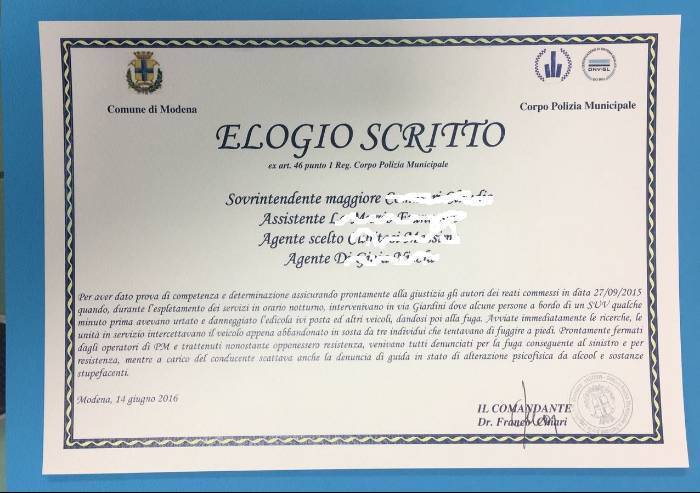 Encomi mai consegnati, uno dei vigili premiati fece richiesta scritta