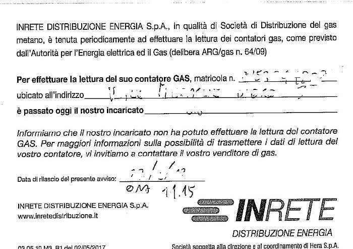 Hera: lettura contatori saltata per assenza, ma il proprietario c'era