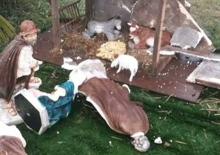 Distrutto il presepe della chiesa di Concordia