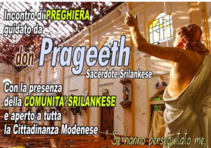 Oggi in San Pietro a Modena veglia per lo Sri Lanka