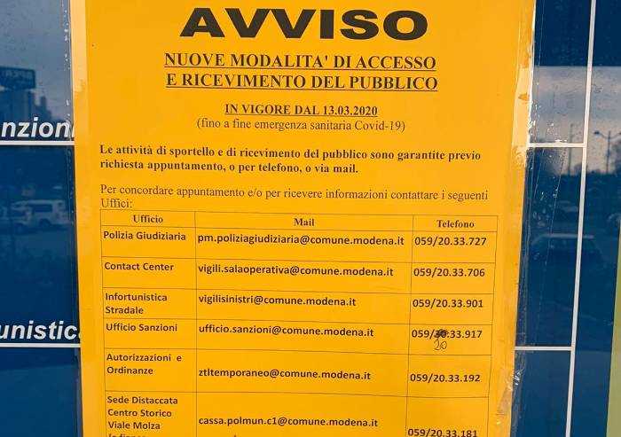 Coronavirus, polizia municipale e uffici comunali: accesso telefonico