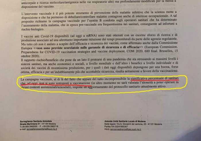 Troppi operatori sanitari non sottoposti a vaccino: l'Ausl richiama all'ordine