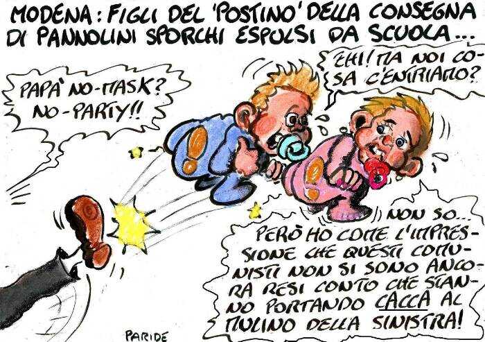 Il padre no mask consegna pannolini a Bonaccini: figli puniti