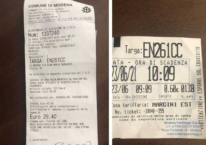 Modena, paga la sosta ma viene multata: odissea per togliere sanzione
