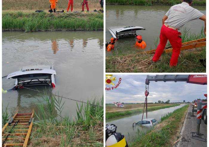 Finisce nel canale con l'auto, salvata da un ragazzo