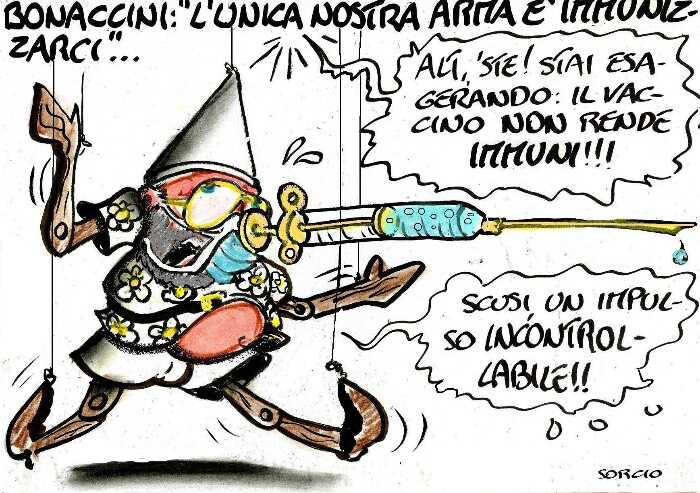 Il vaccino non rende immunità ma per Bonaccini sì