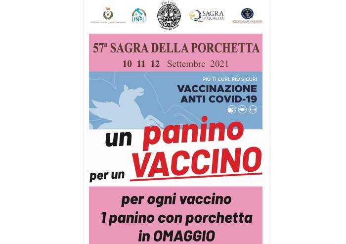 E in provincia di Arezzo si regala panino con porchetta per un vaccino