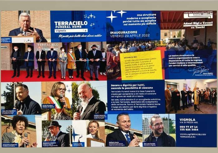 Terracielo Vignola: taglio del nastro con Bonaccini, Donini, prefetto e vescovo di Modena