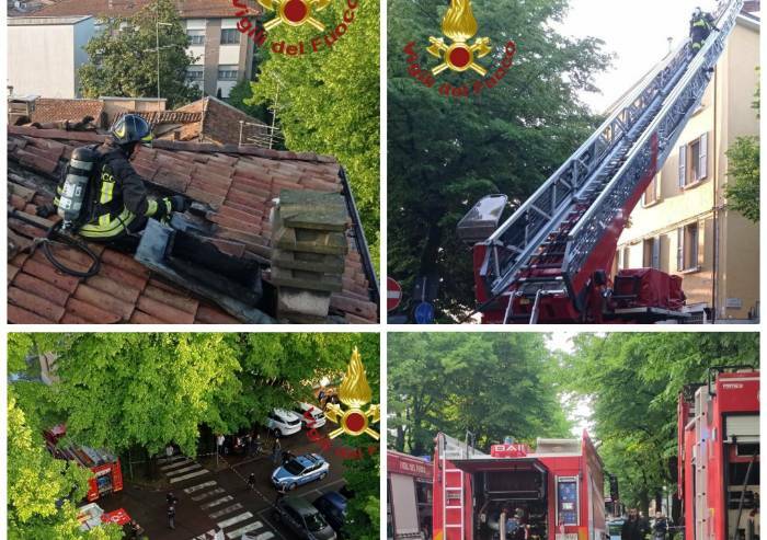 Carpi: canna fumaria ristorante a fuoco