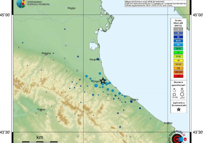 Sisma in Romagna: ancora una scossa 4.1 all'aba a Gambettola
