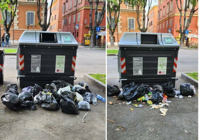Modena, cassonetti a confronto dopo 4 giorni: la prova che così non va