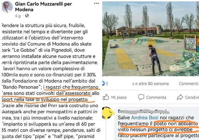 'I ragazzi non coinvolti nel progetto skate park': impasse social dell'assessore Bosi
