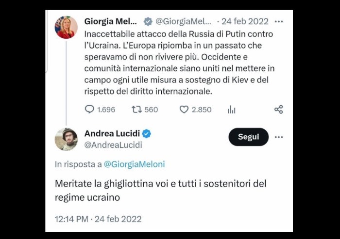 Conferenza filorussa a Modena, anche Fdi chiede di negare sala