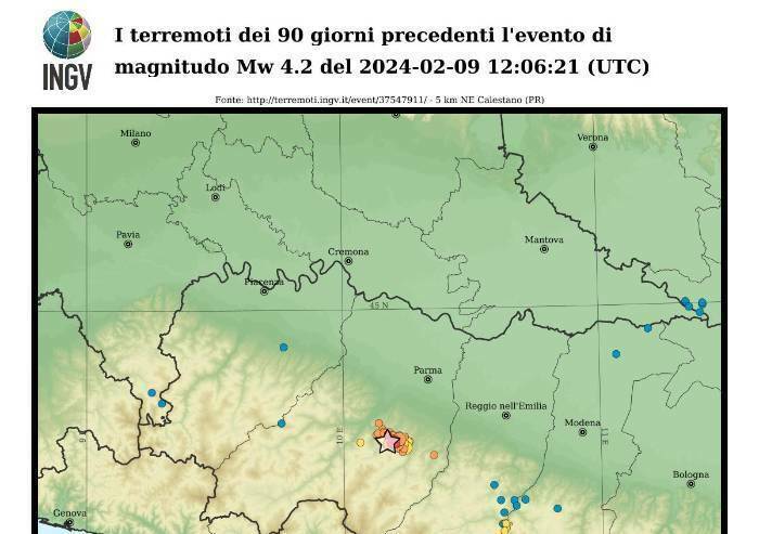 Parma, scossa di terremoto di magnitudo 4.2