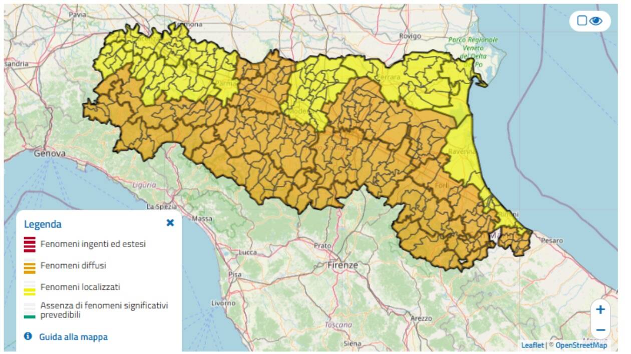 Piogge intense a Modena e in tutta la Regione: domani allerta arancione