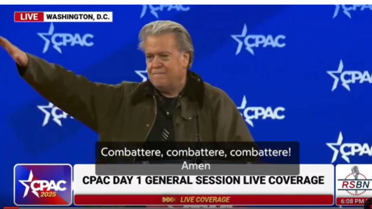 Saluto romano di Bannon, Bardella annulla il suo intervento