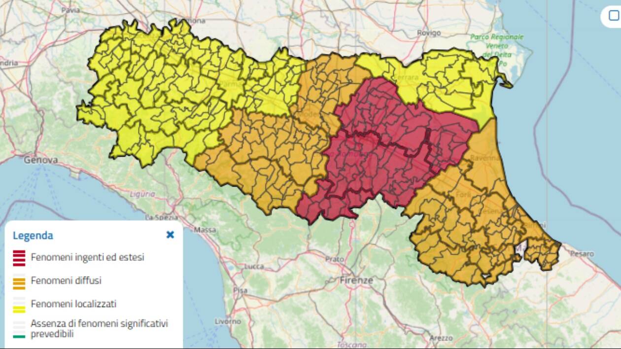 Meteo, forti piogge in arrivo: allerta rossa nel bolognese