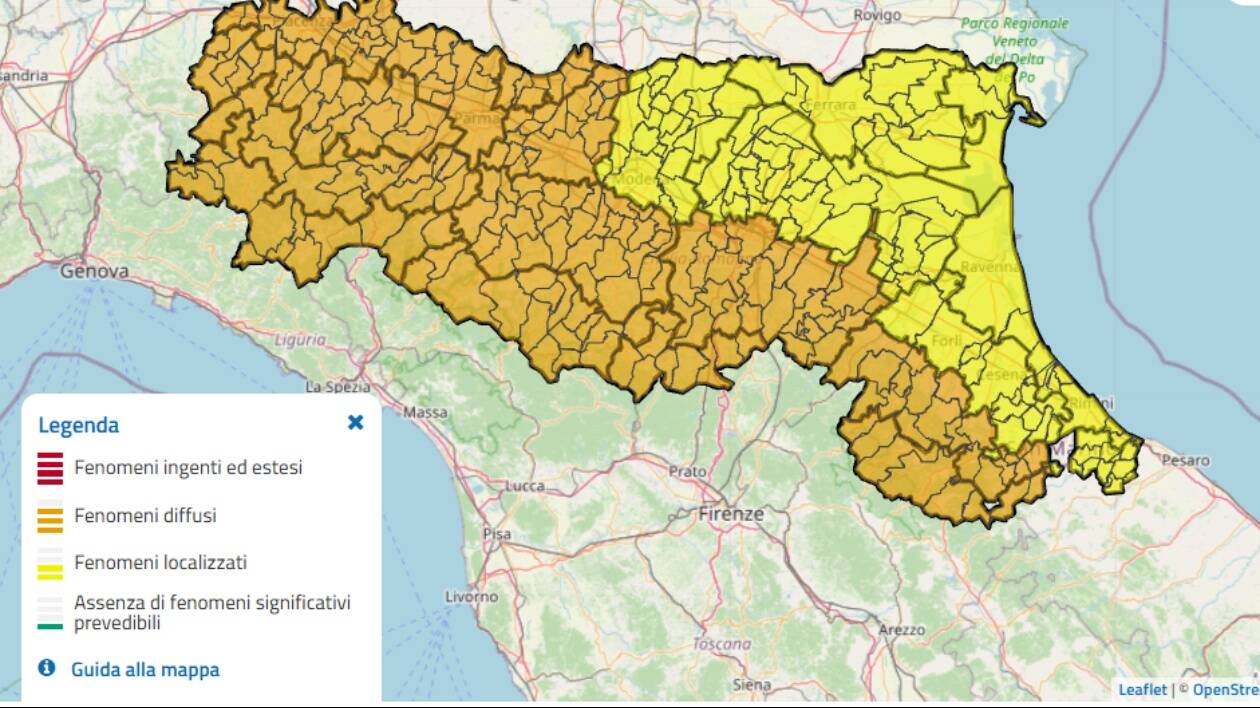 Maltempo, allerta arancione oggi in gran parte dell'Emilia Romagna