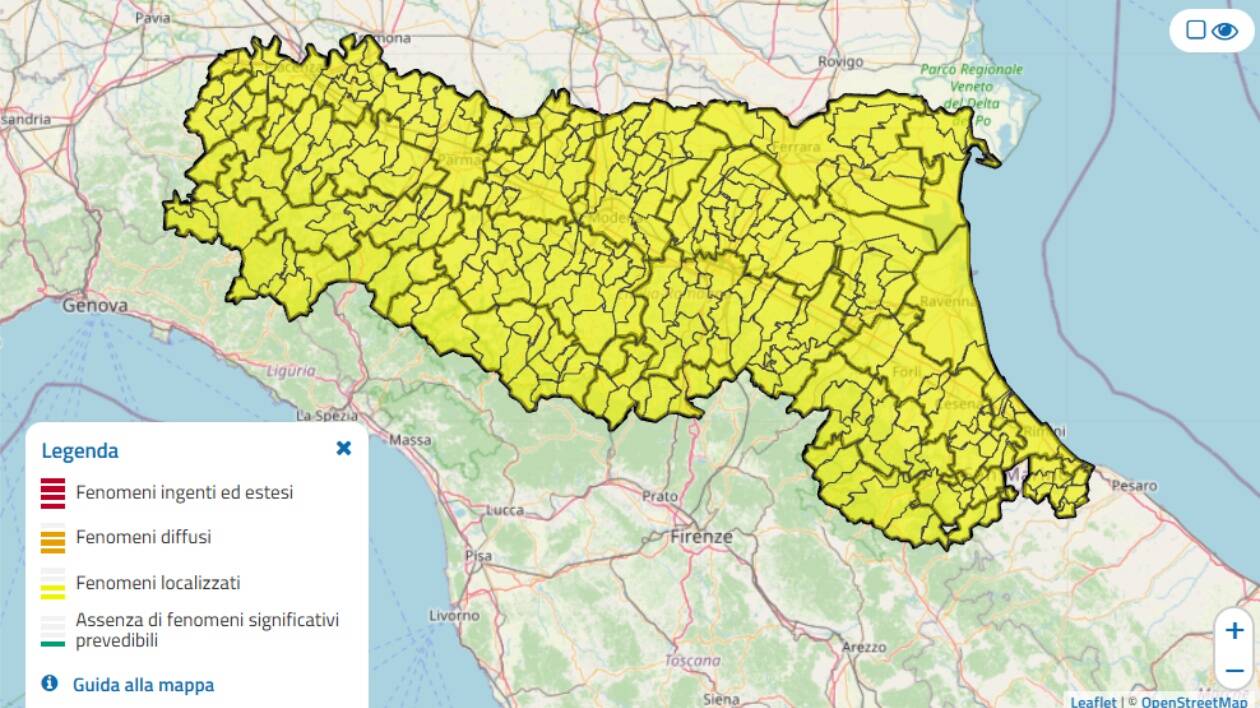 Allerta meteo per temporali domani in Emilia Romagna