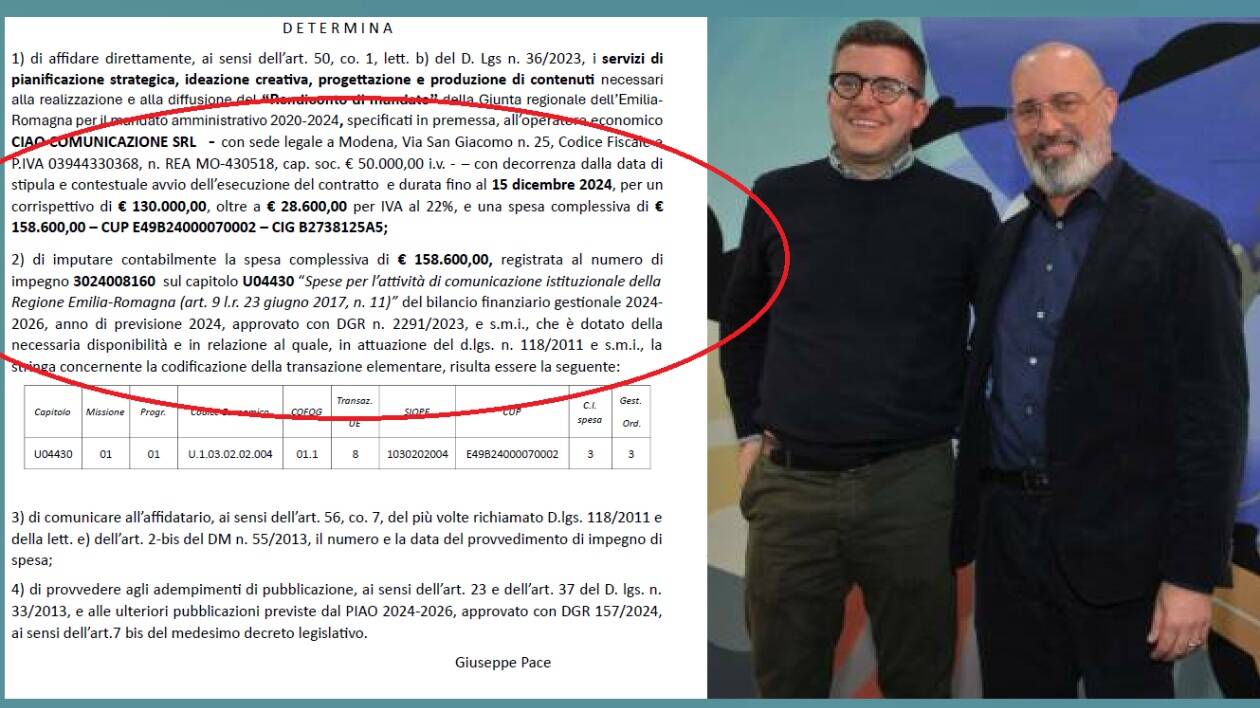 Ciao Comunicazione, dai 158mila euro di affidamento diretto della Regione ai 20mila euro del Comune di Modena