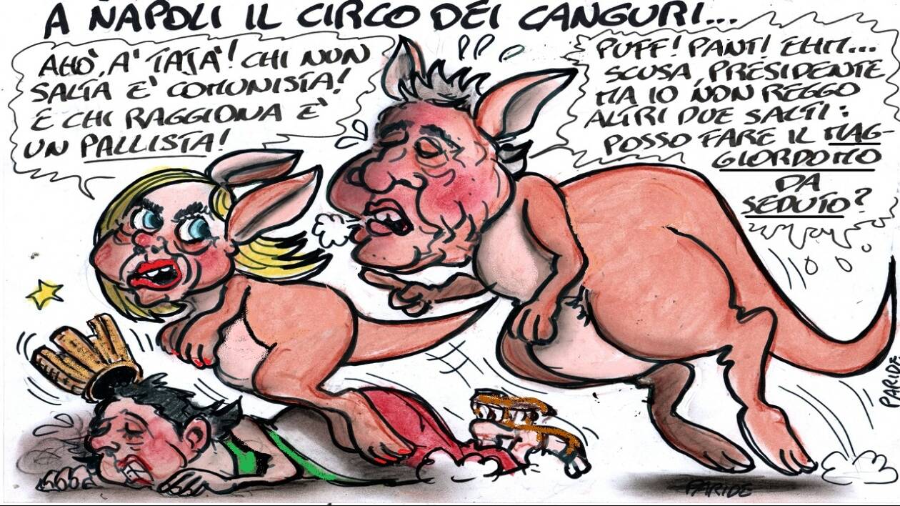Meloni e Tajani, canguri saltellanti sull'Italia a pezzi