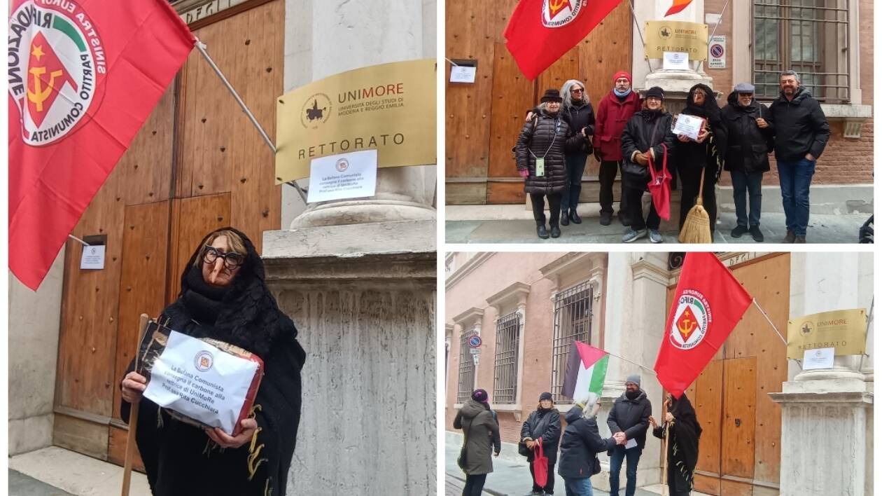 Befana Comunista a Unimore: il carbone simbolico al Rettore Cucchiara
