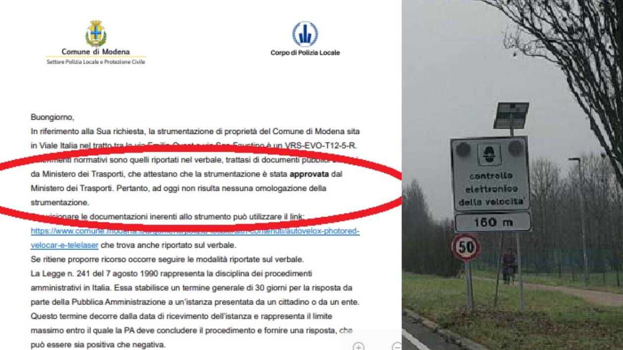 Modena, velox viale Italia: quell'apparecchio non è omologato