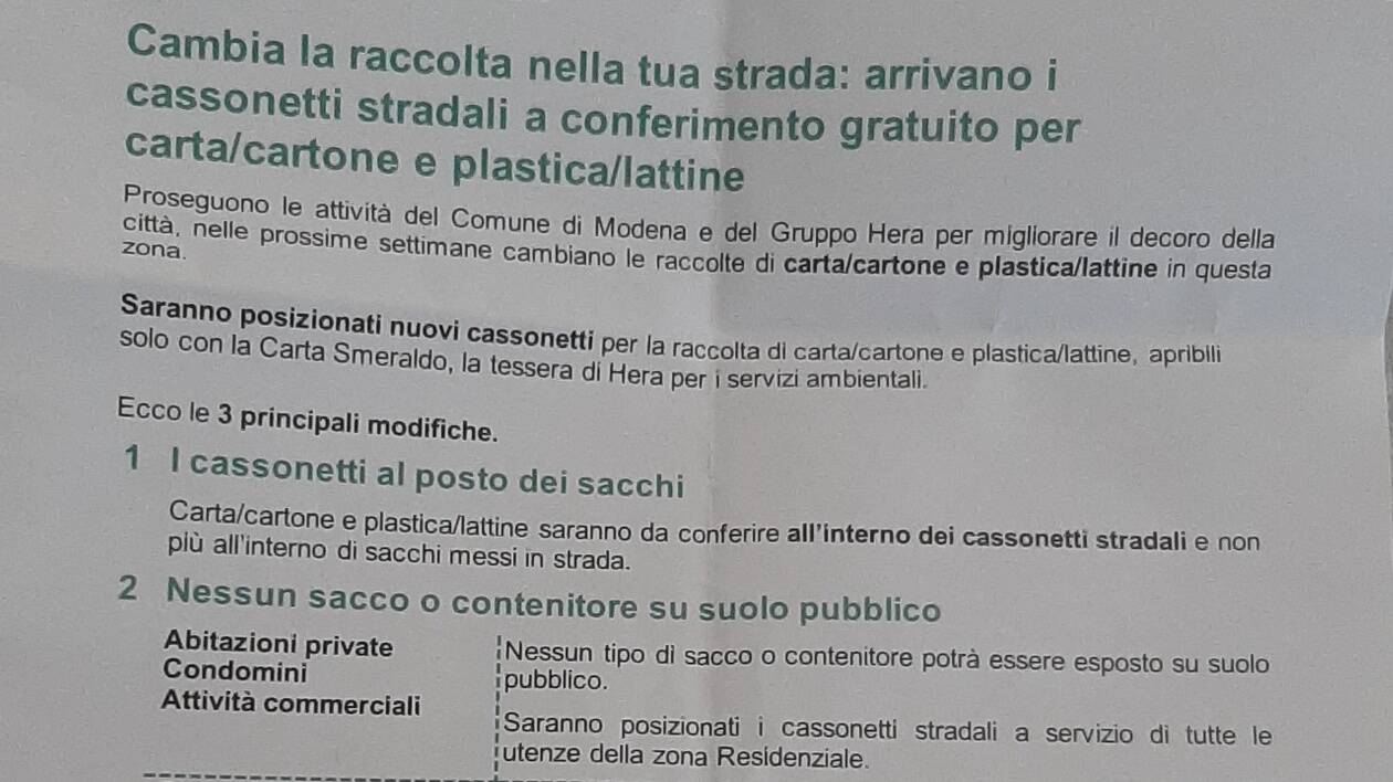 Caro Mezzetti, nel vostro programma i cassonetti dovevano essere la soluzione residuale