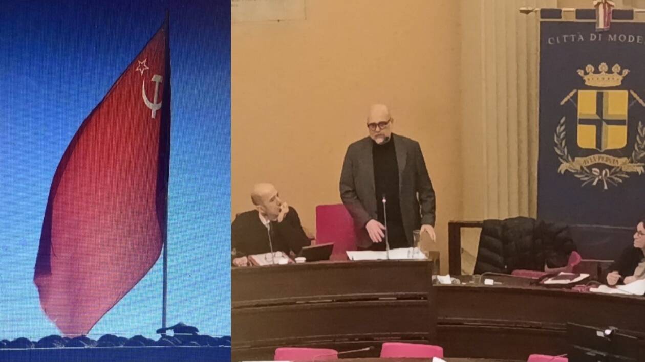 Bandiera comunista su stabile in disuso: troppi costi e rischi per rimuoverla