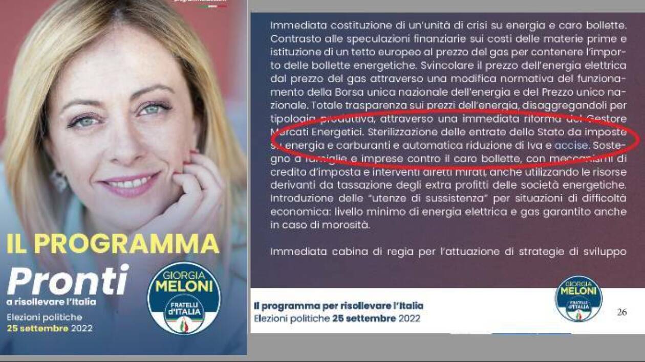 Accise, il taglio era nel programma elettorale: tutte le promesse non mantenute dalla Meloni