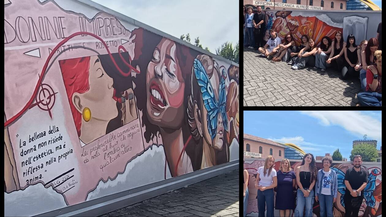Donne, e studentesse, che fanno impresa: inaugurato il murales che omaggia le imprenditrici